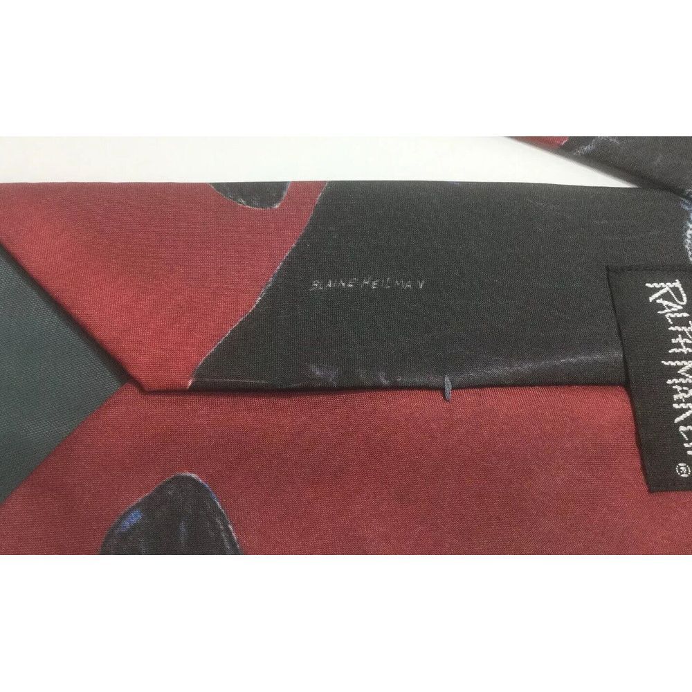 Ralph Marlin Cows Theme Mens‎ Neck Tie 1994 Burgundy Black White Holstein Print - Picture 5 of 7